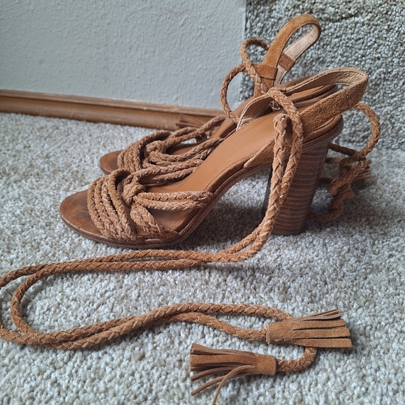 Joies Banji Braided Suede Leather Ankle Wrap Boho Sandals Womens Size 36 - Picture 3 of 12